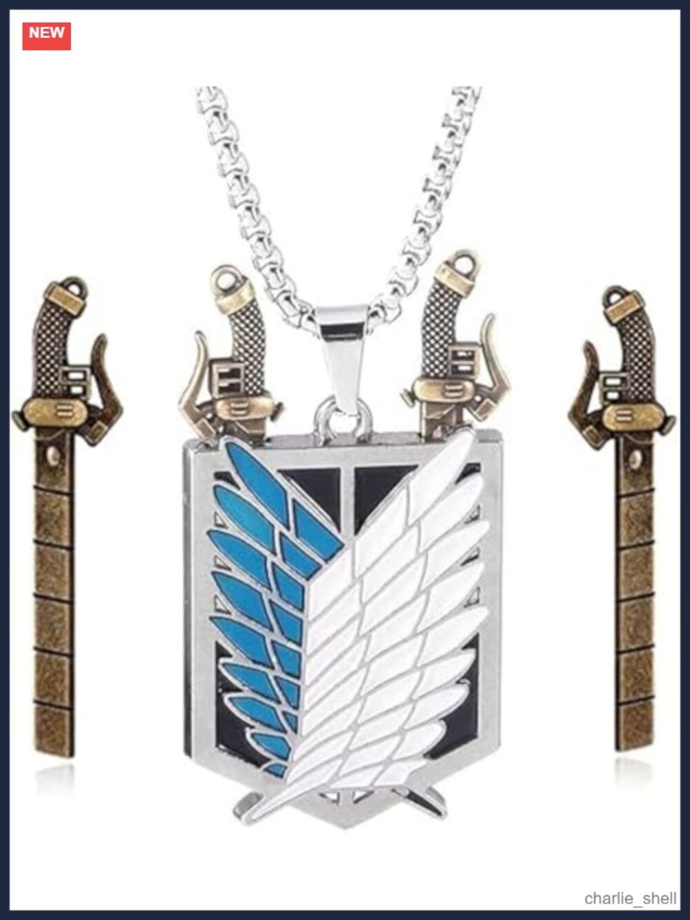Anime Wings of Freedom Pendant Necklace Zinc Alloy Cosplay Gift